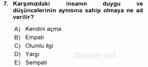 Etkili İletişim Teknikleri 2015 - 2016 Ara Sınavı 7.Soru