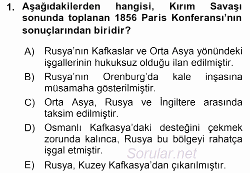 Orta Asya ve Kafkaslarda Siyaset 2016 - 2017 Ara Sınavı 1.Soru