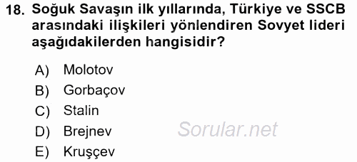 Orta Asya ve Kafkaslarda Siyaset 2016 - 2017 Ara Sınavı 18.Soru