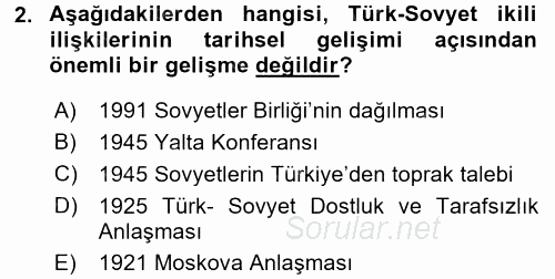 Orta Asya ve Kafkaslarda Siyaset 2016 - 2017 Ara Sınavı 2.Soru