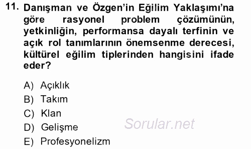 Örgütsel Davranış 2013 - 2014 Tek Ders Sınavı 11.Soru