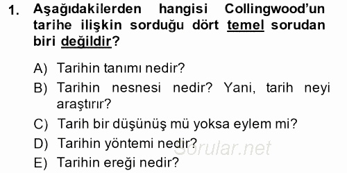 Tarih Felsefesi 1 2014 - 2015 Ara Sınavı 1.Soru