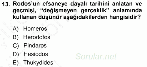 Tarih Felsefesi 1 2014 - 2015 Ara Sınavı 13.Soru