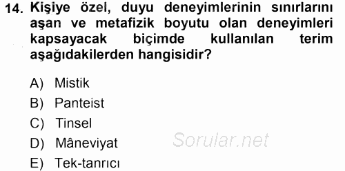Tarih Felsefesi 1 2014 - 2015 Ara Sınavı 14.Soru