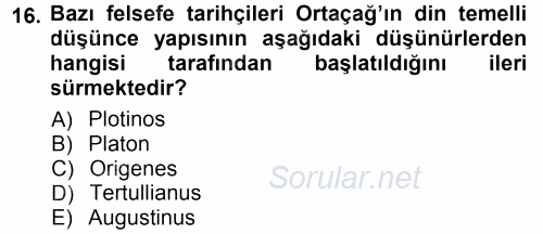 Tarih Felsefesi 1 2014 - 2015 Ara Sınavı 16.Soru