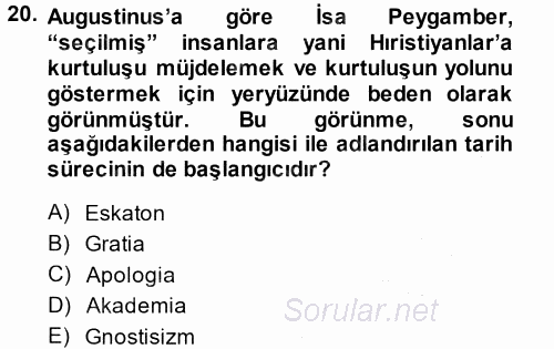 Tarih Felsefesi 1 2014 - 2015 Ara Sınavı 20.Soru