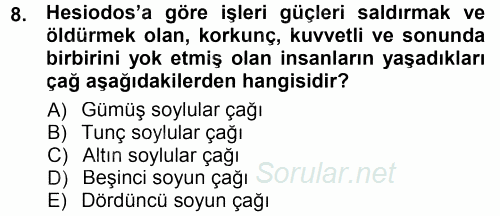 Tarih Felsefesi 1 2014 - 2015 Ara Sınavı 8.Soru