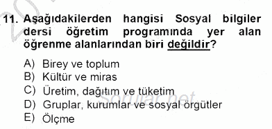 İlköğretime Hazırlık Ve İlköğretim Programları 2013 - 2014 Dönem Sonu Sınavı 11.Soru