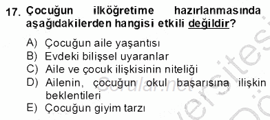 İlköğretime Hazırlık Ve İlköğretim Programları 2013 - 2014 Dönem Sonu Sınavı 17.Soru