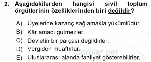 Siyaset Sosyolojisi 2015 - 2016 Ara Sınavı 2.Soru