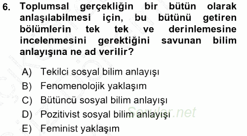 Siyaset Sosyolojisi 2015 - 2016 Ara Sınavı 6.Soru