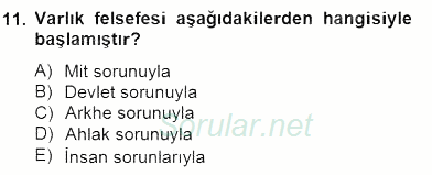 Türkiye´de Felsefenin Gelişimi 2 2014 - 2015 Dönem Sonu Sınavı 11.Soru