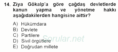 Türkiye´de Felsefenin Gelişimi 2 2014 - 2015 Dönem Sonu Sınavı 14.Soru