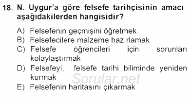 Türkiye´de Felsefenin Gelişimi 2 2014 - 2015 Dönem Sonu Sınavı 18.Soru