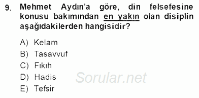 Türkiye´de Felsefenin Gelişimi 2 2014 - 2015 Dönem Sonu Sınavı 9.Soru