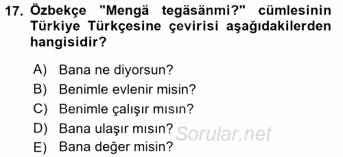 Çağdaş Türk Yazı Dilleri 1 2017 - 2018 3 Ders Sınavı 17.Soru