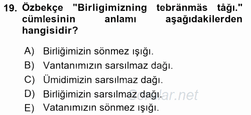 Çağdaş Türk Yazı Dilleri 1 2017 - 2018 3 Ders Sınavı 19.Soru