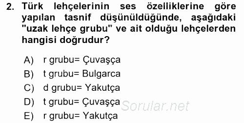 Çağdaş Türk Yazı Dilleri 1 2017 - 2018 3 Ders Sınavı 2.Soru