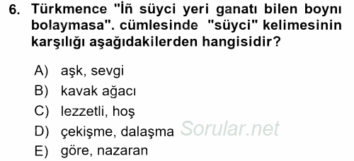 Çağdaş Türk Yazı Dilleri 1 2017 - 2018 3 Ders Sınavı 6.Soru