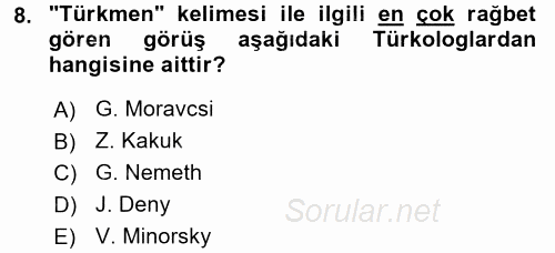 Çağdaş Türk Yazı Dilleri 1 2017 - 2018 3 Ders Sınavı 8.Soru