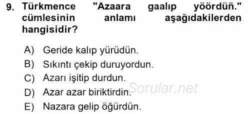 Çağdaş Türk Yazı Dilleri 1 2017 - 2018 3 Ders Sınavı 9.Soru