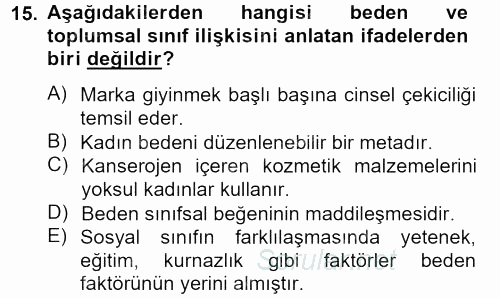 Toplumsal Cinsiyet Çalışmaları 2012 - 2013 Dönem Sonu Sınavı 15.Soru