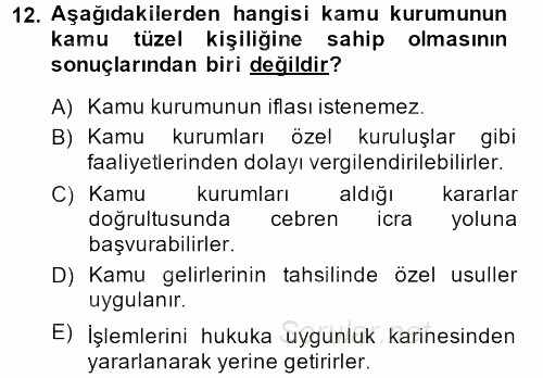Kamu Özel Kesim Yapısı Ve İlişkileri 2014 - 2015 Tek Ders Sınavı 12.Soru