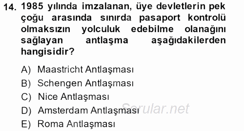 Kamu Özel Kesim Yapısı Ve İlişkileri 2014 - 2015 Tek Ders Sınavı 14.Soru