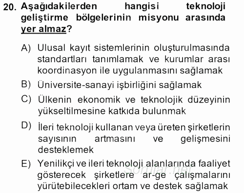 Kamu Özel Kesim Yapısı Ve İlişkileri 2014 - 2015 Tek Ders Sınavı 20.Soru