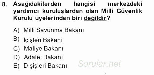 Kamu Özel Kesim Yapısı Ve İlişkileri 2014 - 2015 Tek Ders Sınavı 8.Soru