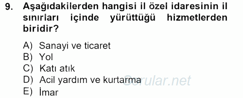 Kamu Özel Kesim Yapısı Ve İlişkileri 2014 - 2015 Tek Ders Sınavı 9.Soru