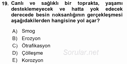 Çevre Sorunları ve Politikaları 2016 - 2017 Ara Sınavı 19.Soru