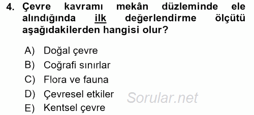 Çevre Sorunları ve Politikaları 2016 - 2017 Ara Sınavı 4.Soru