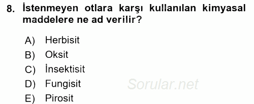 Çevre Sorunları ve Politikaları 2016 - 2017 Ara Sınavı 8.Soru