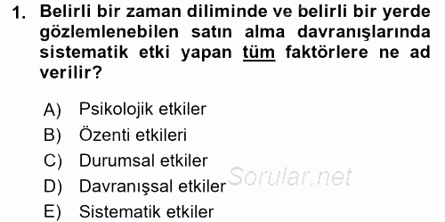 Tüketim Bilinci ve Bilinçli Tüketici 2015 - 2016 Dönem Sonu Sınavı 1.Soru