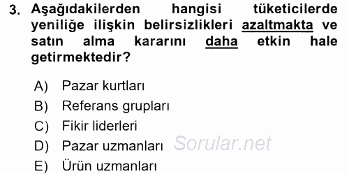 Tüketim Bilinci ve Bilinçli Tüketici 2015 - 2016 Dönem Sonu Sınavı 3.Soru