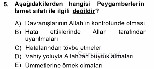 Hadis Tarihi ve Usulü 2014 - 2015 Ara Sınavı 5.Soru