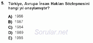 Anayasa 1 2012 - 2013 Dönem Sonu Sınavı 5.Soru