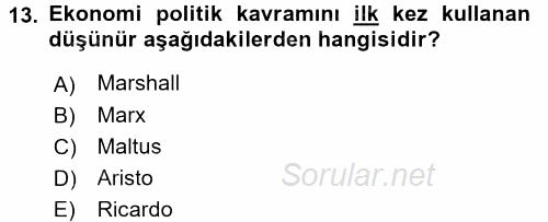 Uluslararası Politika 2 2017 - 2018 Ara Sınavı 13.Soru