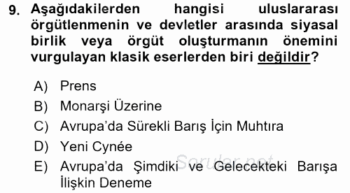 Uluslararası Politika 2 2017 - 2018 Ara Sınavı 9.Soru