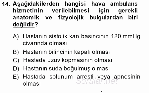 Sağlık Kurumları Mevzuatı 2014 - 2015 Dönem Sonu Sınavı 14.Soru