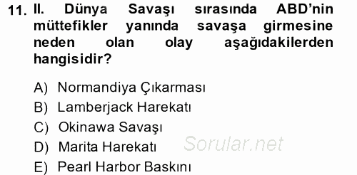 Türk Dış Politikası 1 2013 - 2014 Tek Ders Sınavı 11.Soru