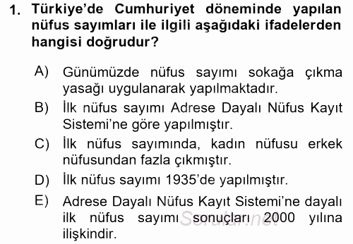 Türkiye Ekonomisi 2017 - 2018 Ara Sınavı 1.Soru