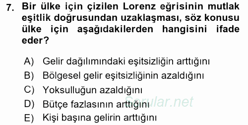 Türkiye Ekonomisi 2017 - 2018 Ara Sınavı 7.Soru