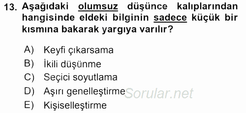 Çatışma ve Stres Yönetimi 2 2015 - 2016 Dönem Sonu Sınavı 13.Soru
