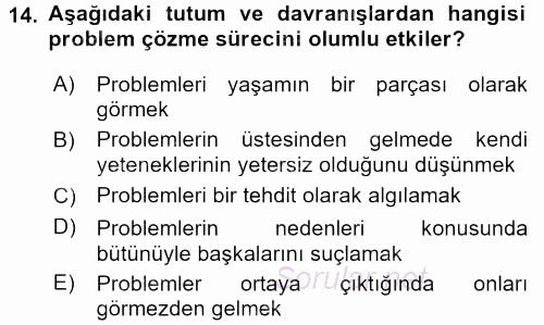 Çatışma ve Stres Yönetimi 2 2015 - 2016 Dönem Sonu Sınavı 14.Soru
