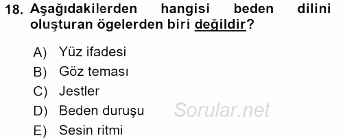 Çatışma ve Stres Yönetimi 2 2015 - 2016 Dönem Sonu Sınavı 18.Soru