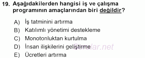 Çatışma ve Stres Yönetimi 2 2015 - 2016 Dönem Sonu Sınavı 19.Soru