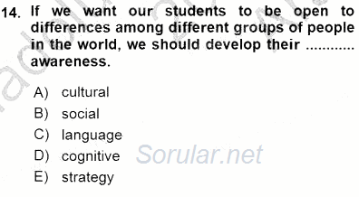 Çocuklara Yabancı Dil Öğretimi 1 2015 - 2016 Ara Sınavı 14.Soru