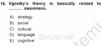 Çocuklara Yabancı Dil Öğretimi 1 2015 - 2016 Ara Sınavı 16.Soru
